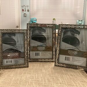 Home Collection Decorative Metal Picture Frame Trio - Silver & teal stones.